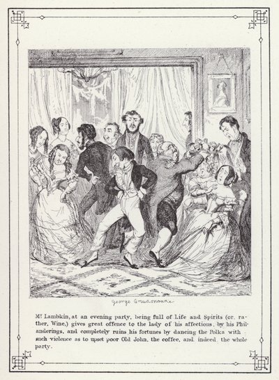 رسم توضيحي لكتاب البكالوريوس الخاص ، أو تقدم السيد لامبكين (جنت) (نقش) بواسطة جورج كروكشانك