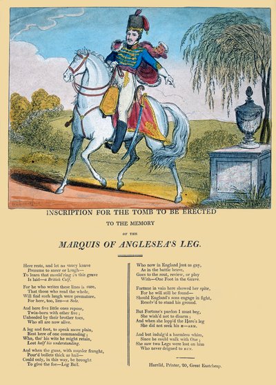 نقش لإقامة القبر في ذكرى ماركيز ساق أنجلسي ، نشره R. Harrild ، c.1815 بواسطة جورج كروكشانك