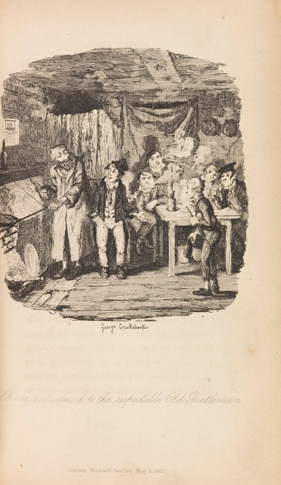 أوليفر تويست أو ، تقدم فتى الأبرشية لتشارلز ديكنز. الطبعة الأولى 1838. بواسطة جورج كروكشانك