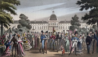 بروميناد au Jardin des Tuileries - في "الحياة في باريس" لديفيد كاري ، لندن بواسطة جورج كروكشانك
