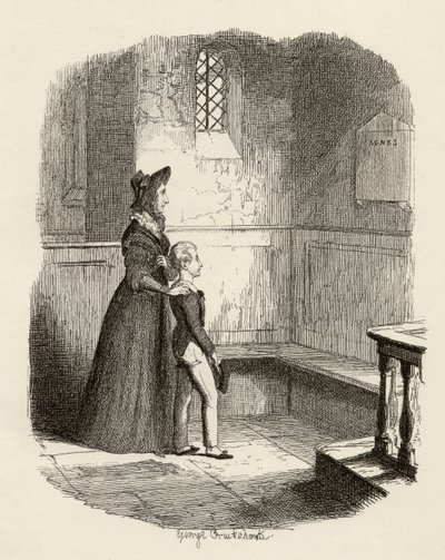 روز مايلي وأوليفر ، من "مغامرات أوليفر تويست" بقلم تشارلز ديكنز (1812-70) 1838 ، نشره تشابمان أوند هول ، 1901 بواسطة جورج كروكشانك