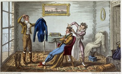 Tailleur et coiffeur à domicile - في "" Life in Paris "بقلم David Carey، ill. بقلم جورج كروكشانك ، أد. فيربورن ، لندن بواسطة جورج كروكشانك