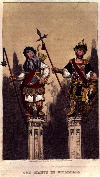 العمالقة في Guildhall ، حانة. ج 1824 بواسطة جورج كروكشانك