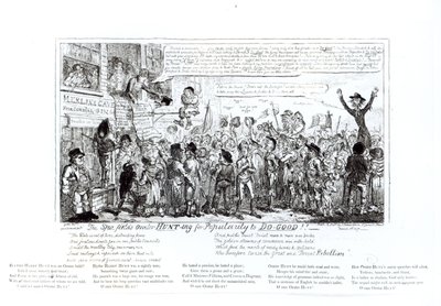 سبا فيلدز خطيب خطيب البحث عن الشعبية لفعل الخير !! ، حانة. بقلم J. Sidebotham ، 1817 بواسطة جورج كروكشانك