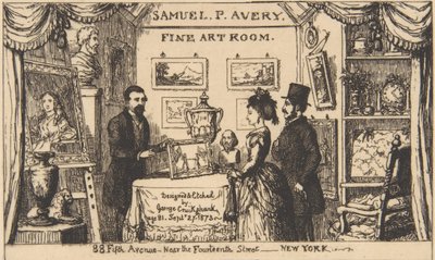 بطاقة تجارية لـ Samuel P. Avery - غرفة الفنون الجميلة ، 1873. ، 1873. بواسطة جورج كروكشانك