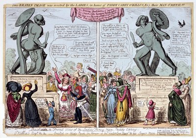 نساء يعجبن بتمثال أخيل ، هايد بارك ، لندن ، 1822. بواسطة جورج كروكشانك