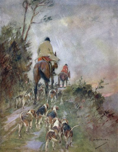 رسم توضيحي لقصة الغزال الأحمر (ليثو ملون) بواسطة جورج دينهولم ارمور