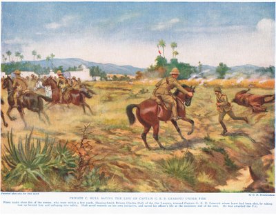خاص C. Hull ينقذ حياة الكابتن GED Learoyd ، تحت النار ، توضيح من `` Deeds tha Thrill the Empire &39;&39; ، نشره Hutchinson und Co. ، c.1920 بواسطة جورج درفيل رولاندسون