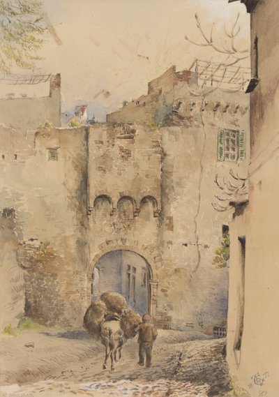 بوابة في الجزء العلوي من المدينة القديمة ، سان ريمو ، 1877 (مرحاض على ورق) بواسطة جورج دوجلاس تينلينج