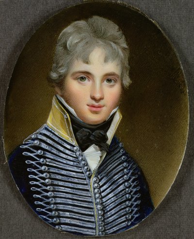 صورة مصغرة لـ William Howe de Lancey (ت 1815) ، Cornet في 17 Light Dragoons وكان مساعدًا في معسكر Wellington ، 1807 بواسطة جورج انجلهارت