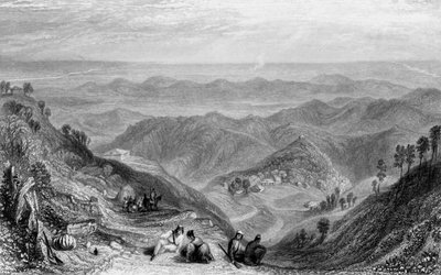 "Mussooree and the Dhoon، from Landour" ، ١٨٣٨. بواسطة جورج فرانسيس وايت