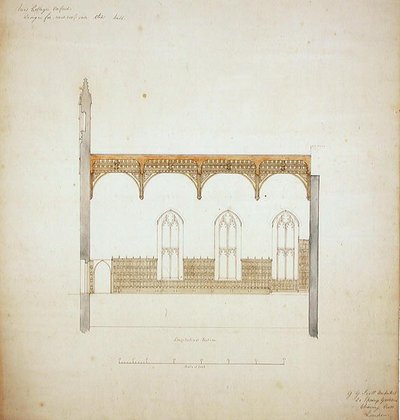 New College Oxford: تصميم لسقف القاعة الجديدة بواسطة جورج جيلبرت سكوت