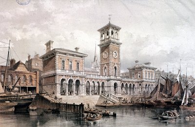 Billingsgate Wharf and Market ، لندن ، 1851 بواسطة جورج هوكينز