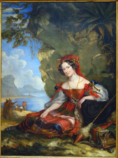 صورة للسيدة كاثرين كارولين مونتاجو (1808-1834) ، زوجة الكونت ألكسندر جوزيف كولونا-والوسكي ، بقلم هايتر ، السير جورج (1792-1871). زيت على قماش بواسطة جورج هايتر