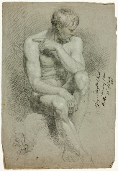 رجل جالس عاريًا مع رسم لرامي آرتشر عاري بواسطة جورج هايتر