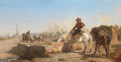 A Buttero Watering Horse Horse in the Roman Campagna ، 1853 بواسطة جورج هيمينغ ماسون