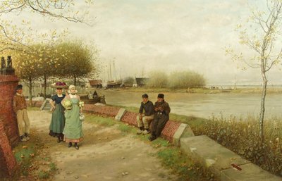 تبادل المجاملات - Muiden ، شمال هولندا ، حوالي 1881 (زيت على قماش) بواسطة جورج هنري بوجتون