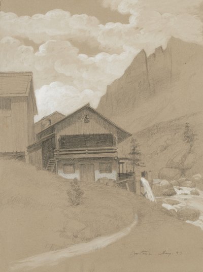 منزل في جبال الألب ، كورتينا ، 1883 (الجرافيت مع الغواش الأبيض على ورق نسج بني) بواسطة قاعة جورج هنري