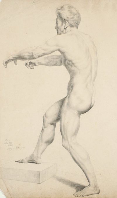 تم نسخ عارية من ذكر الطباعة الحجرية ، 1842 (الجرافيت على ورق نسج برتقالي) بواسطة قاعة جورج هنري