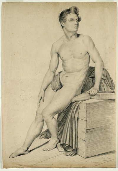 تم نسخ عارية من ذكر الطباعة الحجرية ، 1842 (الجرافيت على ورق نسج برتقالي) بواسطة قاعة جورج هنري