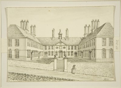 Colston's Almshouses ، St Michael's Hill (قلم رصاص وألوان مائية على ورق) بواسطة جورج هيل