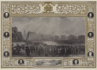 جلالة الملكة توزع ميداليات للأبطال من شبه جزيرة القرم في موكب حرس الخيول ، 21 مايو 1855 بواسطة جورج هاوسمان توماس