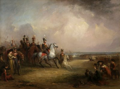 العقيد السير جون ليستر ، وبي تي ، والملوك تشيشاير Yeomanry Cavalry تمرين على الرمال في ليفربول بواسطة جورج جونز