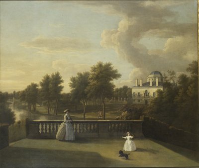 View of Chiswick Villa from a balcony above the Cascade with the lake بواسطة جورج لامبرت
