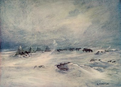 عاصفة ثلجية على الحاجز ، c1908 ، 1909. بواسطة جورج مارستون