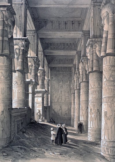داخل المعبد الكبير ، دندرة ، مصر ، 1843 بواسطة جورج مور
