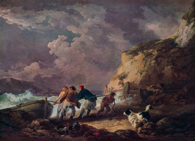 شاطئ البحر: الصيادون يسحبون في قارب ، 1791. بواسطة جورج مورلاند