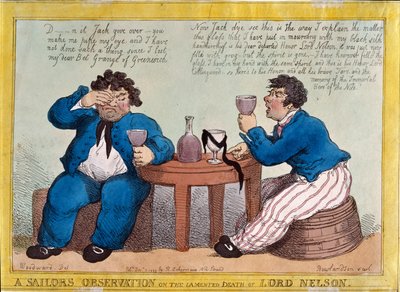ملاحظة بحار على وفاة رثاء لورد نيلسون ، نقشها توماس رولاندسون (1756-1827) نشرها رودولف أكرمان ، 3 ديسمبر 1805 (النقش الملون) بواسطة جورج موتارد وودوارد