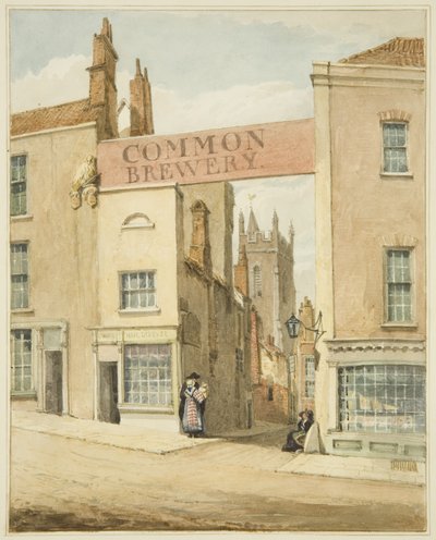 St Mark's Lane and Church (قلم رصاص وألوان مائية على ورق) بواسطة جورج أورليانز ديلاموت
