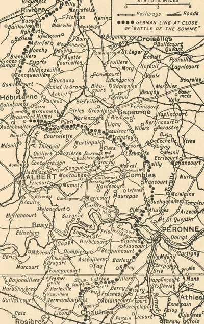 خريطة لتوضيح معركة السوم ، 1919. بواسطة شركة جورج فيليب اند سون المحدودة