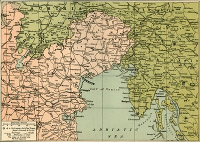 خريطة الجبهة المقاتلة الإيطالية ، 1919. بواسطة شركة جورج فيليب اند سون المحدودة