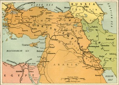 خريطة لتوضيح حملة بلاد الرافدين ، 1919. بواسطة شركة جورج فيليب اند سون المحدودة