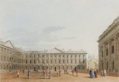 Peckwater Quad looking East، Christ Church، Oxford، 1850 (حبر ومرحاض على الورق) بواسطة جورج باين