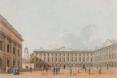 Peckwater Quad looking West ، Christ Church ، Oxford ، 1850 (حبر ومرحاض على الورق) بواسطة جورج باين