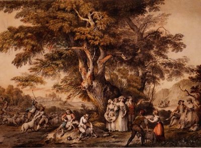 الصيف: قص الأغنام ، حوالي عام 1780 (ألوان مائية ولون جسم على ورق) بواسطة جورج روبرتسون