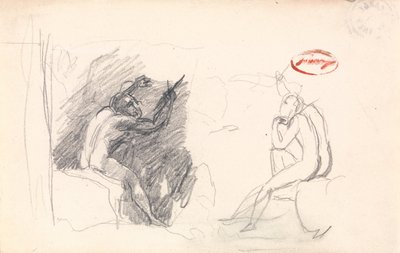 رسمان لذكر عاري جالس، منظر خلفي بواسطة جورج رومني