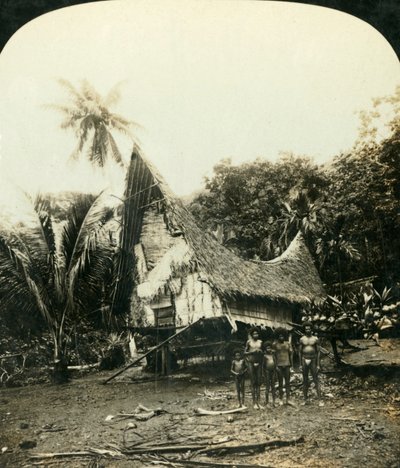 كوخ أصلي ، ساريبا ، غينيا الجديدة البريطانية ، c1909. بواسطة جورج روز