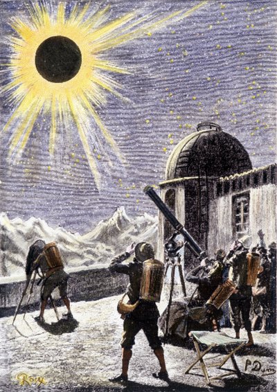 أناس يشاهدون الكسوف - في فيلم "Les Exiles de la Terre" لأندريه لوري ، رسم إيضاحي لجورج رو. طبعات هيتزل بواسطة جورج رو