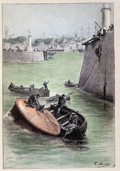 تم إنشاء اتصال هاتفي مع الساحل الأمريكي (صفحة 166) في "L'Ile à Hélice" بواسطة Jules Verne بواسطة جورج رو
