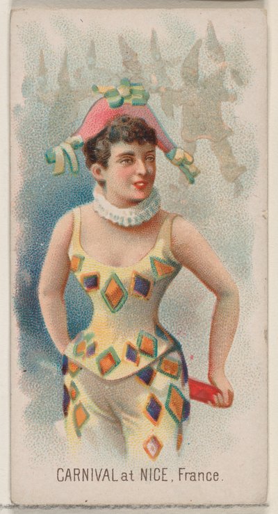 كرنفال في نيس ، فرنسا ، من سلسلة Holidays N80 لسجائر ماركة Duke ، 1890. ، 1890. بواسطة جورج س.هاريس وأولاده