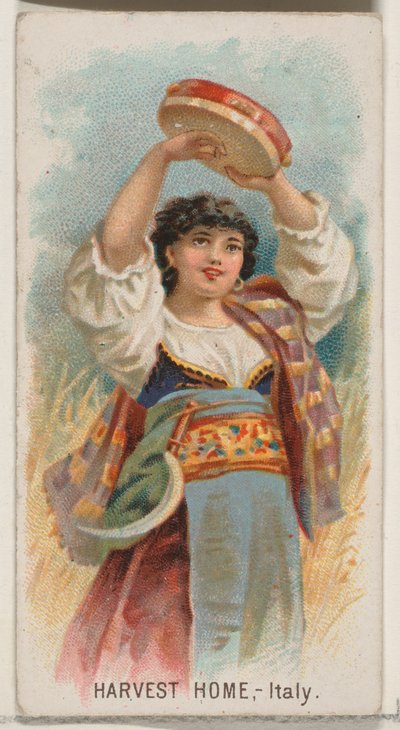 Harvest Home ، إيطاليا ، من سلسلة Holidays N80 لسجائر ماركة Duke ، 1890. ، 1890. بواسطة جورج س.هاريس وأولاده