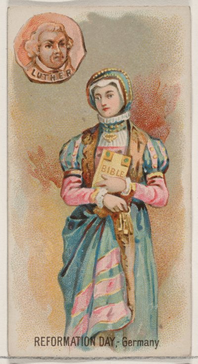 يوم الإصلاح ، ألمانيا ، من سلسلة Holidays N80 لسجائر ماركة Duke ، 1890. ، 1890. بواسطة جورج س.هاريس وأولاده
