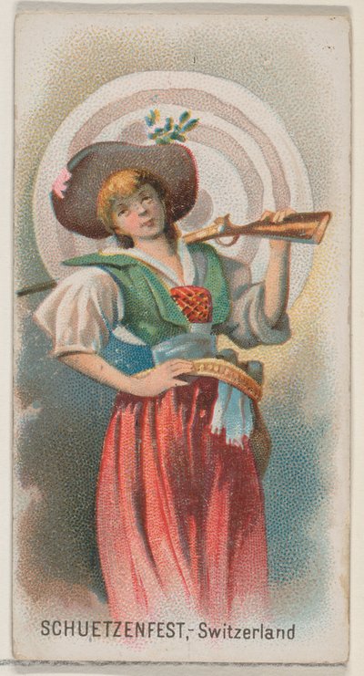 Schuetzenfest ، سويسرا ، من سلسلة Holidays N80 لسجائر ماركة Duke ، 1890. ، 1890. بواسطة جورج س.هاريس وأولاده