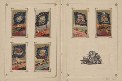 أعلام جميع الأمم والولايات المتحدة الأمريكية - الصفحات 35 und 36 ، 1887 بواسطة جورج س وأولاده هاريس