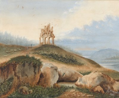 منظر طبيعي بقلعة رائعة ، 1865. بواسطة جورج ساند