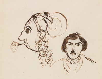 بورتريه ذاتي مع بورتريه ديلاكروا ، ج. 1845. بواسطة جورج ساند